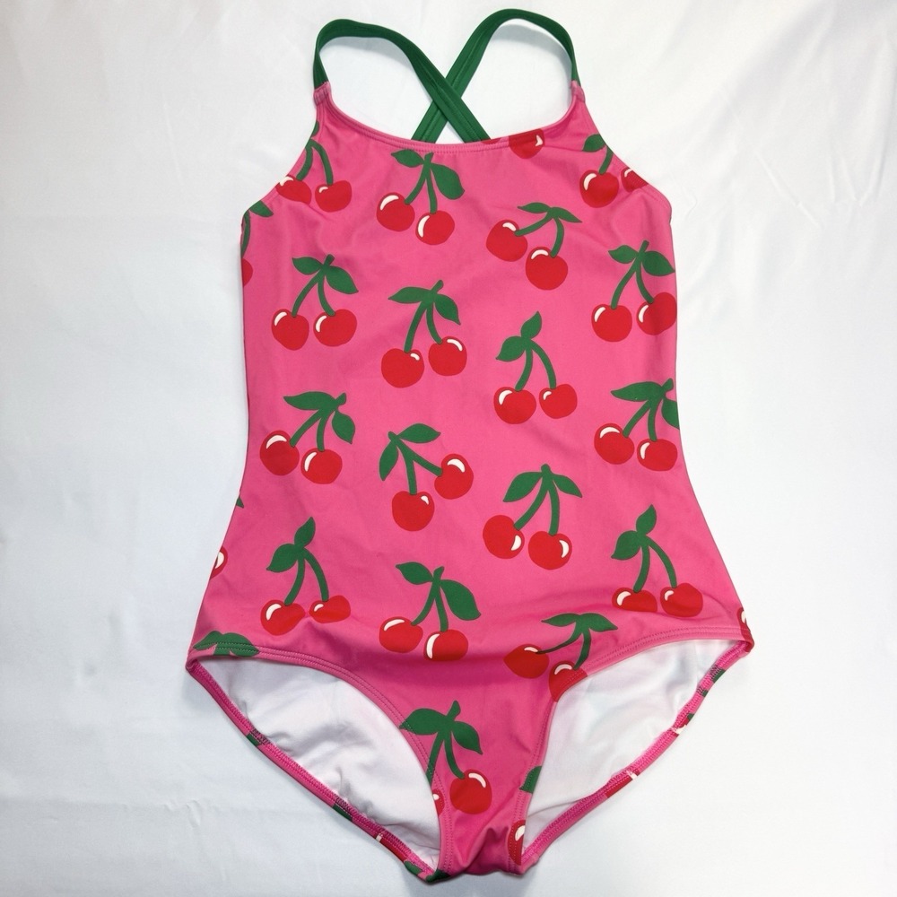 Mini Boden Girls Cherry Print One-Piece Swimsuit Size 12-13Y Novelty Fruit